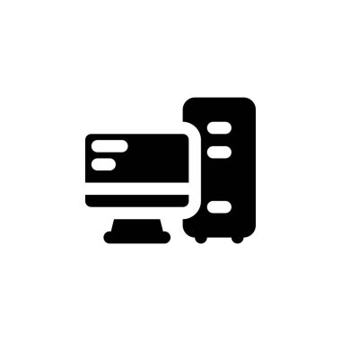Bilgisayar vektör simgesi. bilgisayar bileşeni simgesi katı biçimi. Logo, sunum, web sitesi ve daha fazlası için mükemmel bir kullanım. Basit modern simge tasarımı katı biçim