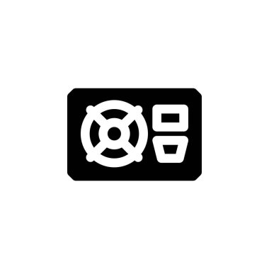 Güç kaynağı vektör simgesi. bilgisayar bileşeni simgesi katı biçimi. Logo, sunum, web sitesi ve daha fazlası için mükemmel bir kullanım. Basit modern simge tasarımı katı biçim