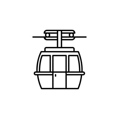 Teleferik vektör simgesi. Ulaşım ve araç simgesi taslak biçimi. Simge, logo, illüstrasyon, web sitesi ve daha fazlası için mükemmel bir kullanım. simge tasarımı biçimi