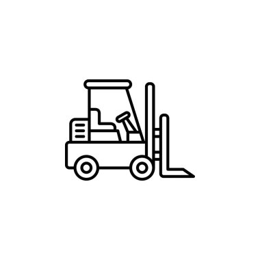 forklift vektör simgesi. Ulaşım ve araç simgesi taslak biçimi. Simge, logo, illüstrasyon, web sitesi ve daha fazlası için mükemmel bir kullanım. simge tasarımı biçimi