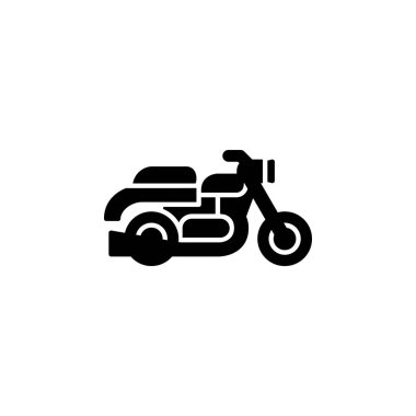 Motosiklet vektör simgesi. Ulaşım ve araç simgesi katı biçimde. Simge, logo, illüstrasyon, web sitesi ve daha fazlası için mükemmel bir kullanım. simge tasarımı katı biçim