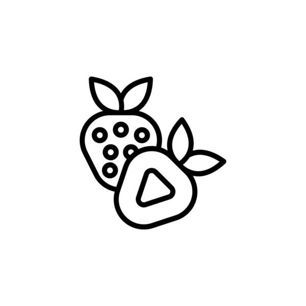 Çilek Vektör Simgesi Meyve Ikonu Taslak Tarzı Simge Logo Illüstrasyon — Stok Vektör