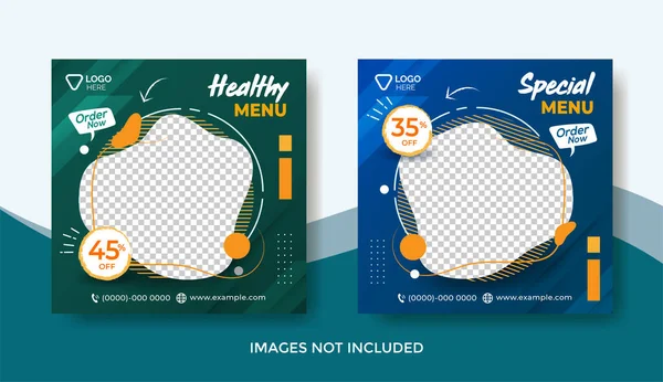 Food Menu Banner Template Social Media Post Template Healthy Special — Stock Vector