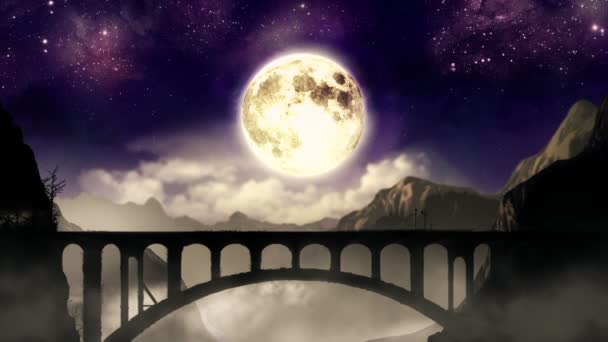 noční vlak na mostě hora