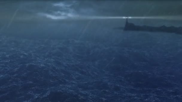 Deniz feneri ve fırtına hd 1080p döngü — Stok video
