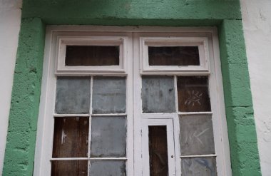 Ponta Delgada 'daki eski sarayın penceresi, Sao Miguel adası, Azores