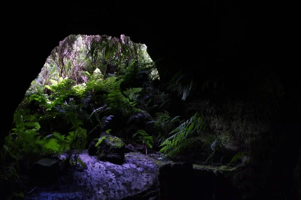 De tunnel van Lava Furna De Frei Matias, eiland Pico, Azoren — Stockfoto