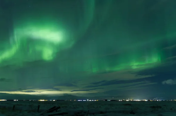 The dance of the Northern Lights in the sky of Iceland — Stock fotografie