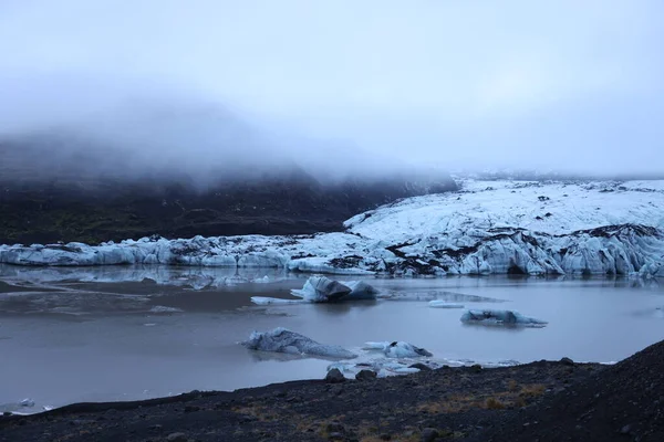 Ledovec Solheimajokull v zimě, Island — Stock fotografie