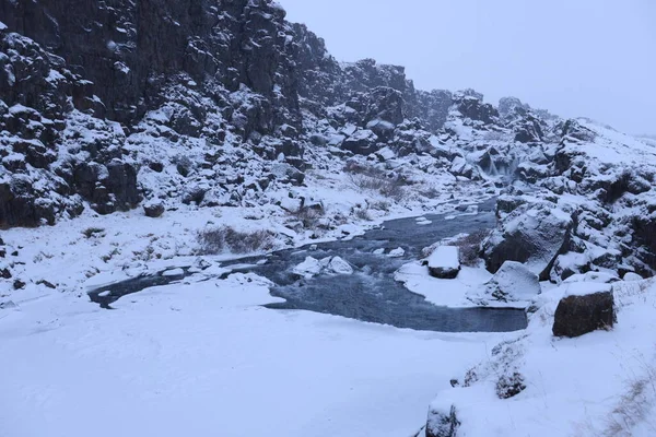 Parco nazionale di Pingvellir in inverno, Islanda — Foto Stock