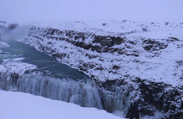 A cachoeira Gullfoss no inverno, Islândia — Fotografia de Stock