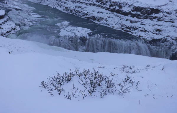 A cachoeira Gullfoss no inverno, Islândia — Fotografia de Stock