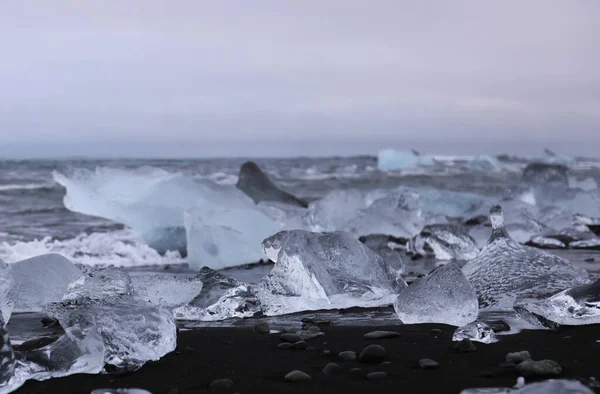 Ice διαμάντια στην παραλία, Diamonds Beach Ισλανδία — Φωτογραφία Αρχείου