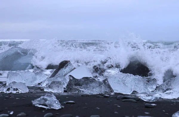 Ice διαμάντια στην παραλία, Diamonds Beach Ισλανδία — Φωτογραφία Αρχείου