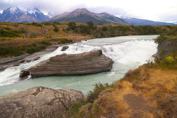 Paine waterfalls, Torres del Paine National Park, Chile — 스톡 사진