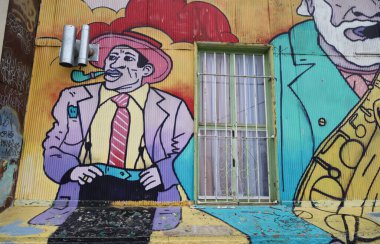 Şili Valparaiso şehrinin renkli evleri