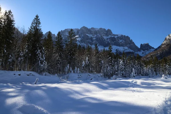 Winterlandschaft im Val Saisera, Italien — Stockfoto