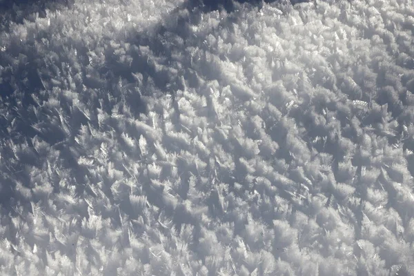 De sneeuw van Val Saisera bedekt met ijskristallen, Italië — Stockfoto