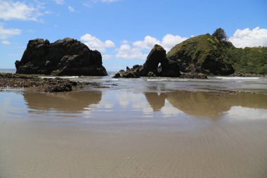 Punihuil plajı manzarası, Chiloe, Şili