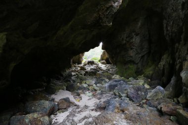 Chiloe Adası, Şili 'deki Duhatao' daki volkanik mağaralar.