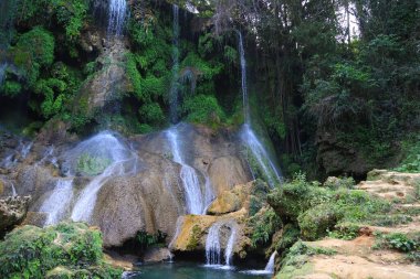 Küba tropik ormanlarındaki Nicho şelaleleri