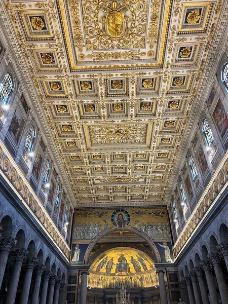 Het Prachtige Plafond Van Basiliek Van Sint Paulus Rome Hoge — Stockfoto