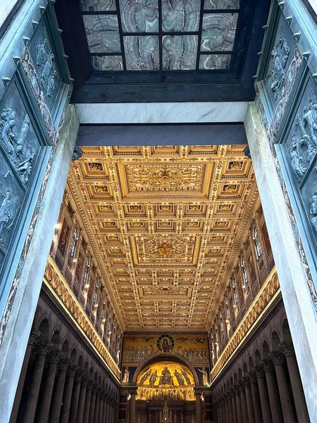 Het Prachtige Plafond Van Basiliek Van Sint Paulus Rome Hoge — Stockfoto