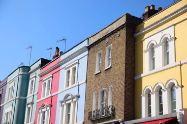 Notting Hill, Londra 'nın karakteristik evleri. Yüksek kalite fotoğraf