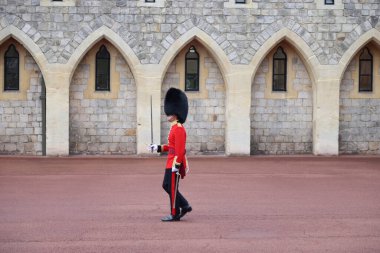 Windsor Şatosu, İngiltere 'de nöbetçi değişimi. Yüksek kalite fotoğraf