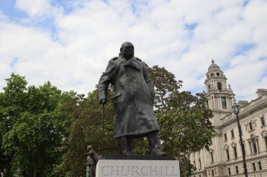 The statue of Winston Churchill in Parliament Square, London. High quality photo