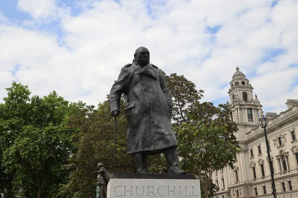 The statue of Winston Churchill in Parliament Square, London. High quality photo