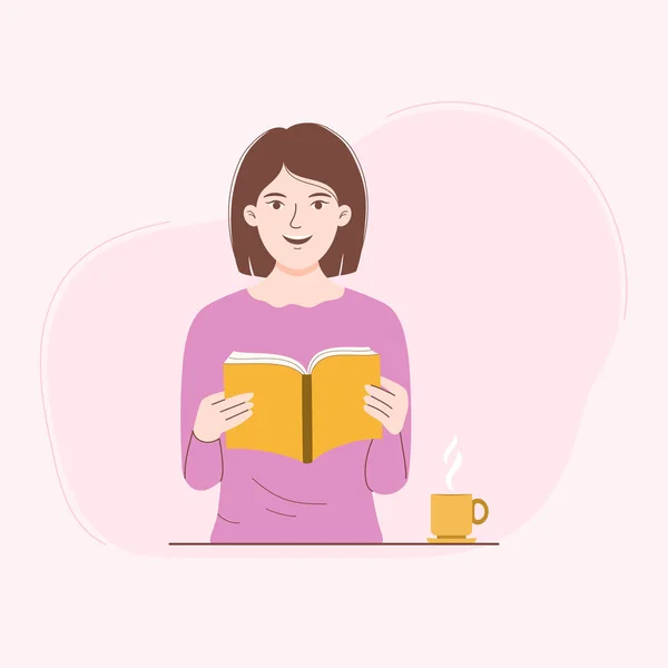 Woman Reading Book Vector Illustration — Stockový vektor