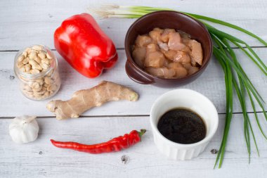 Kung Pao Chicken. kung pao ingredients clipart