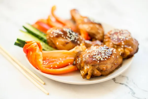 Pollo Japonés Teriyaki Con Arroz Verduras —  Fotos de Stock