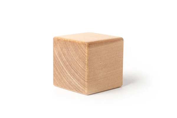 Деревянный Куб Изолирован Белом Фоне Пустой Деревянный Блок Изолирован Белом — стоковое фото