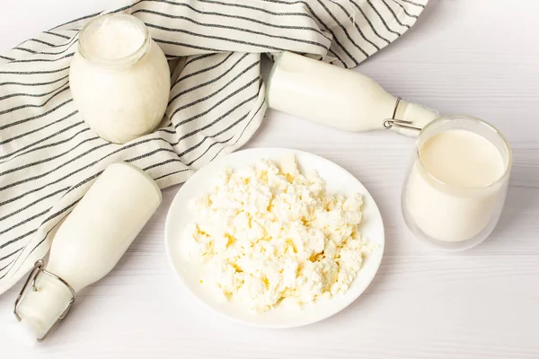 Dairy Products White Background — Stock Photo, Image