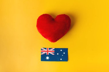 Avustralya 'yı seviyorum. kalp ve bayrak Avustralya, vatan sevgisi kavramı.