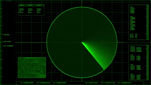 Pantalla de radar verde con bucle — Vídeos de Stock