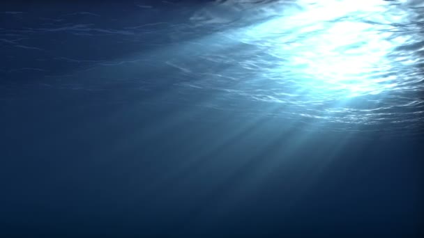 Blaue Unterwasseroberfläche mit Lichtstrahlen — Stockvideo