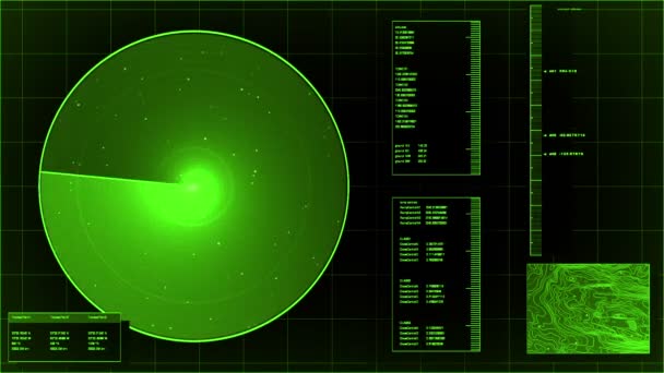 Pantalla de radar verde con bucle — Vídeo de stock