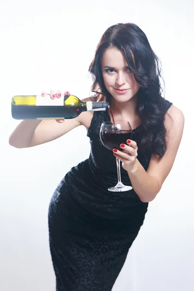 Menina bonita com vinho — Fotografia de Stock
