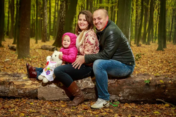 秋の森の家族 — ストック写真