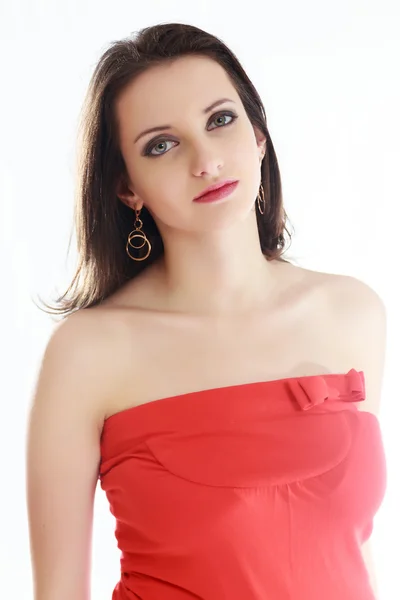 Portrait of a young girl on a white background — Stock Photo, Image