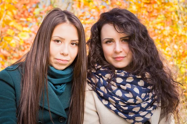 Chicas jóvenes en el parque de otoño — Foto de Stock