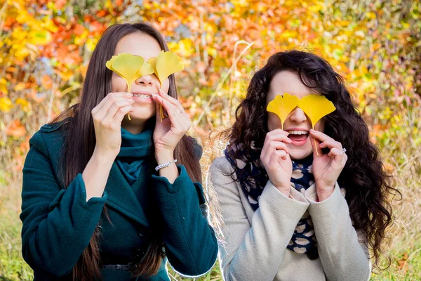 Mädchen haben Spaß im Herbstpark — Stockfoto