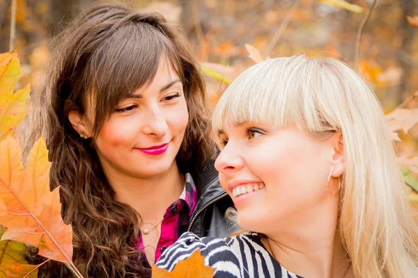 Young girls in the autumn park — Stock Photo, Image