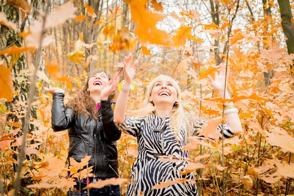 Chicas jóvenes en el parque de otoño — Foto de Stock