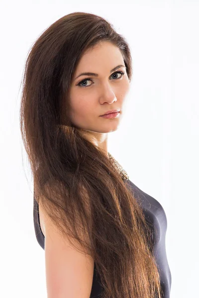 Pretty brunette in black — Stock Photo, Image