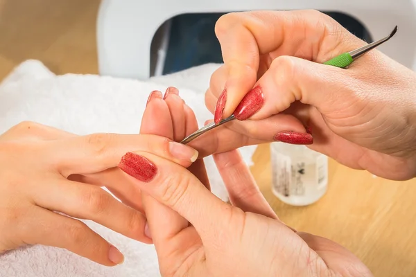 Manicure process in beauty salon — Stock Photo, Image
