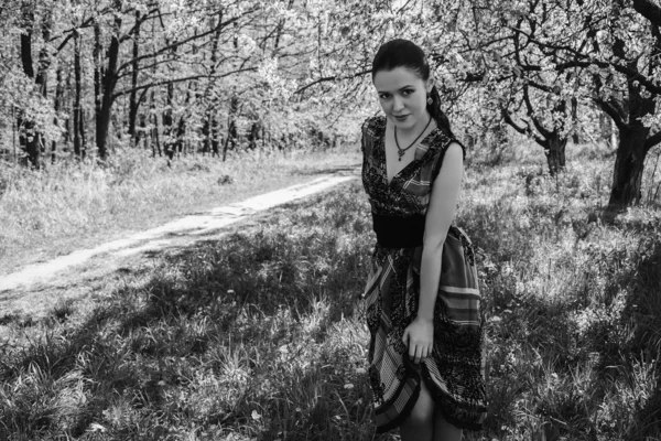 Beautiful girl posing on the nature. — Stock Photo, Image